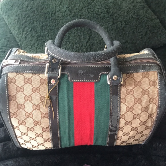 ♥️Woman’sVintage Gucci Boston Canvas Bag *FIRM PRICE* - Picture 2 of 15